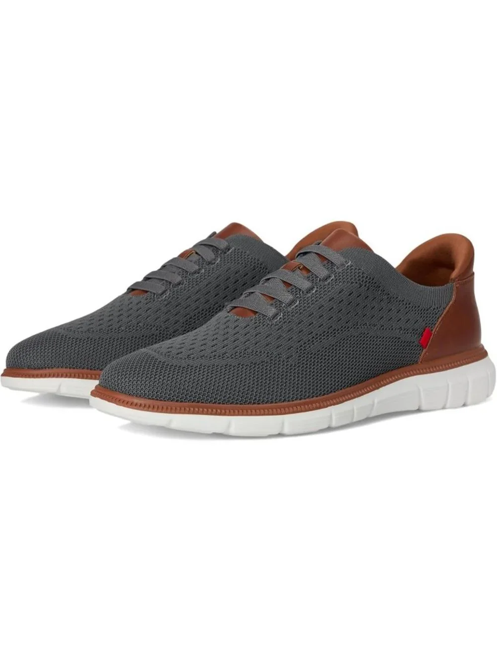Marc Joseph Men's Grey Leather Slip On Round Toe Solid Comforts Oxfords Shoes